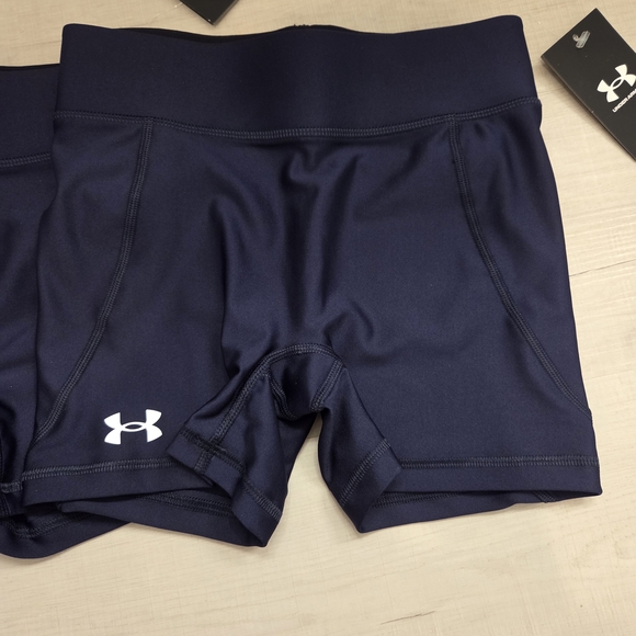 2 Under Armour Navy Compression Shorts - Picture 2 of 3
